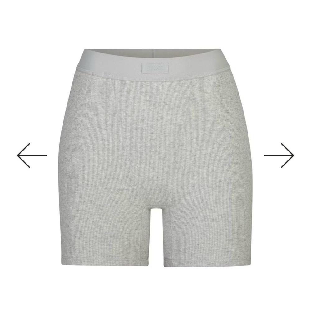 SKIMS Cotton Rib Boxer in Light Heather Grey